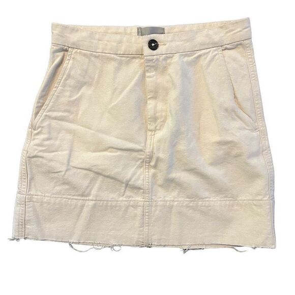 Everlane Off White Mini Skirt Distressed Hem Size 4 - Picture 1 of 4
